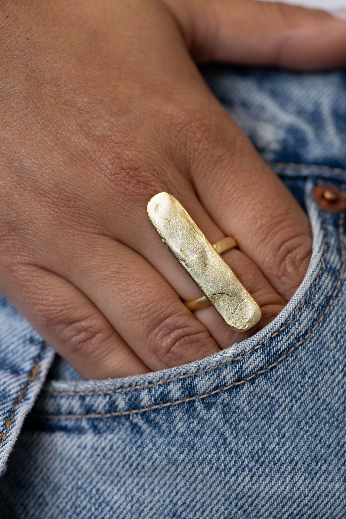 Anillo Baguette Plata Mate