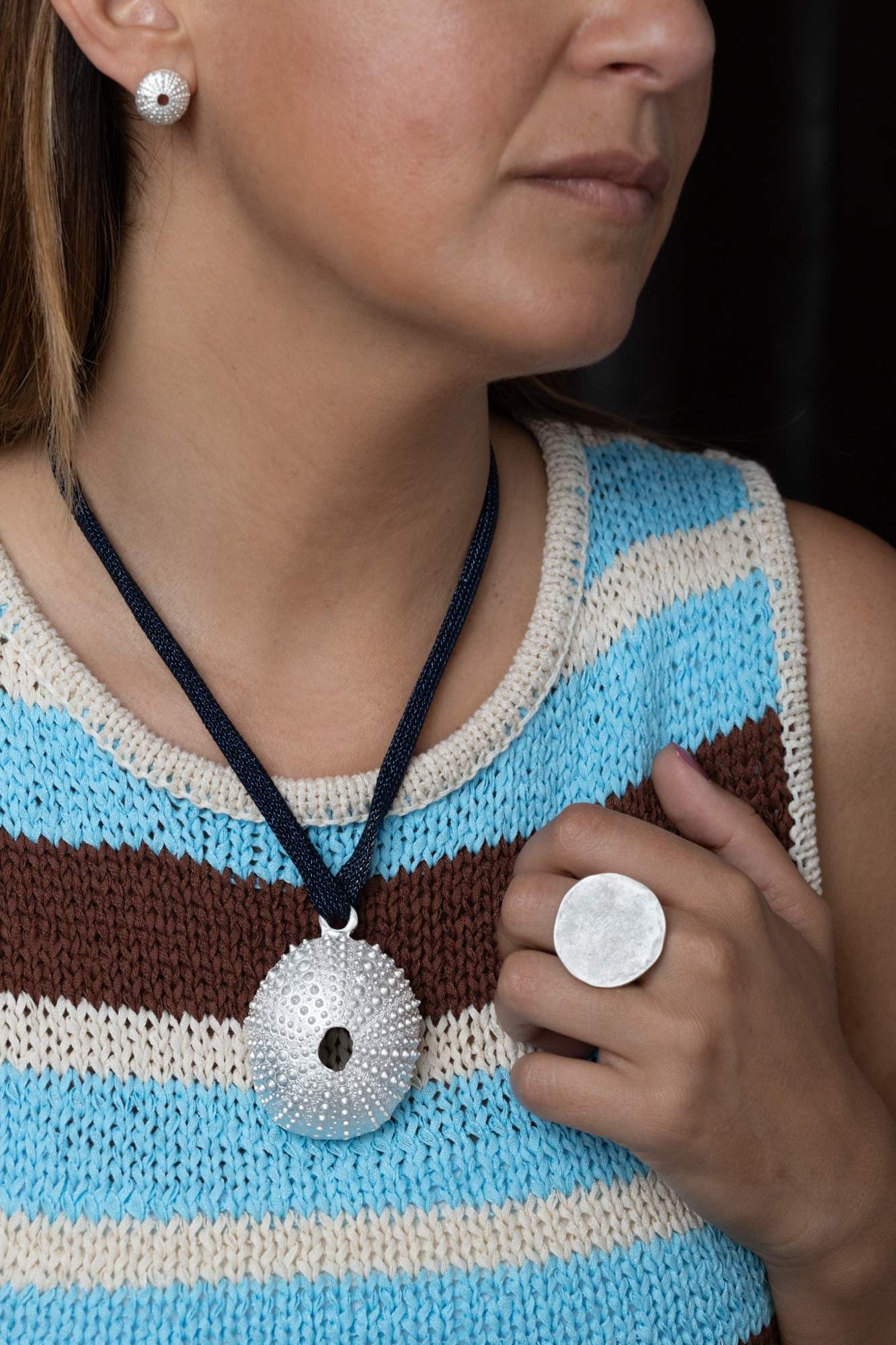 Pendiente Erizo Plata Mate Quimera